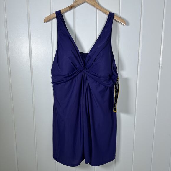 Miraclesuit Women's Plus Size 24W Purple Marais Tummy Control Swim-dress NWT! - Picture 1 of 11